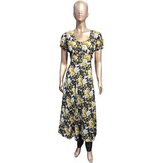 Women's Polyester Beautiful Delta Print Midi Frock and Lycra for pretty look.