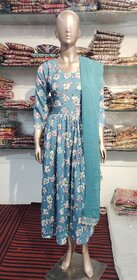 Women's Polyester Beautiful Delta Print Gown and Dupatta for pretty look.