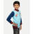 Boys Aqua Blue Printed Sweat Buttoned Jacket