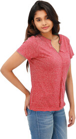 Womens Red Melange Fashion Tees