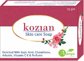 Kozian skin care kojic acid palmitate arbutin vitamin C and vitamin E face body bathing soap 75gm
