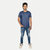 Mens Contrast Banded Sleeve Navy T-shirts