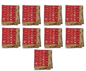 Kaku Fancy Dresses MATA Ki Chuni Chunari  Puja Chunri  Kanya Pujan Navratri Puja Patka MATA Lal Chunni  3 pcs