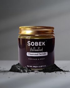 Sobek Naturals Activated Charcoal face and body scrub  Exfoliate, acne and tan  paraben  SLS free
