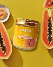 Sobek naturals Fresh papaya face and body scrub  Exfoliate, acne and tan  paraben  SLS free