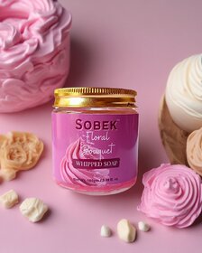 Sobek naturals Pink Floral bouquet whipped cream soap and body wash 100 grams