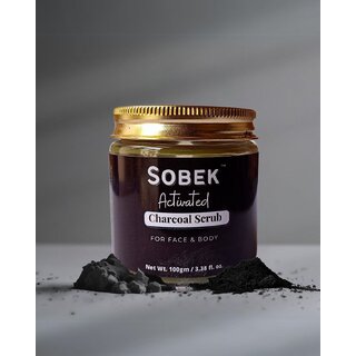 Sobek Naturals Activated Charcoal face and body scrub  Exfoliate, acne and tan  paraben  SLS free