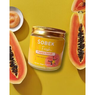 Sobek naturals Fresh papaya face and body scrub  Exfoliate, acne and tan  paraben  SLS free