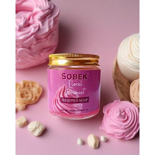 Sobek naturals Pink Floral bouquet whipped cream soap and body wash 100 grams