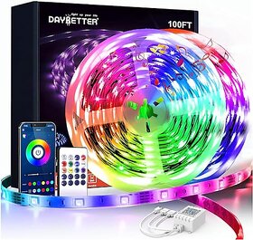 Daybetter Smart High Wi-Fi Rgb Rope Led Strip Light 300 Led Compatible With Alexa Google Assistant App Control Lighting Kit Music Sync Color Changing Lights (5 Meter) Taf-1