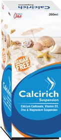 Enrrich one Calcirich Suspension( Pack of 2) 200ml with Calcium CarbonateVitamin D3Zinc  Magnesium