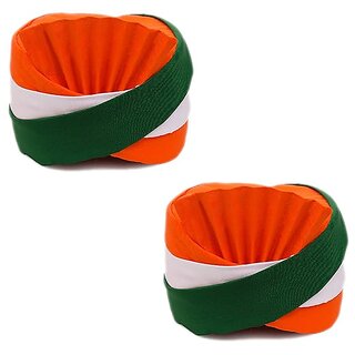 Kaku Fancy Dresses Tricolor Safa /Tiranga Pagdi for Independence Day/Republic Day Cap for Boys  Girls - Pack of 2