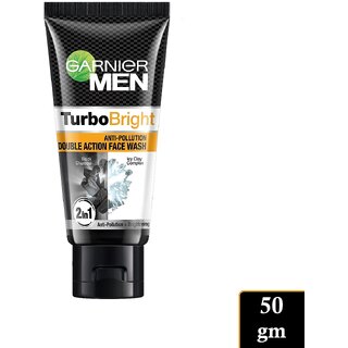 Garnier Men Turbo Bright Anti Pollution Face Wash - Pack Of 1 (50gm)