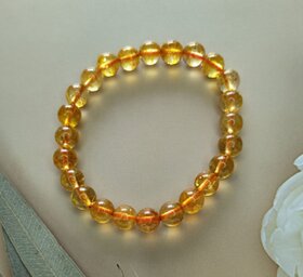 Prateek Enterprises Natural Yellow Citrine Plane Beads Bracelet