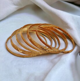 LUCKY JEWELLERY Gold Plated Designer Golden Color Traditional Ethnic 6 Pcs. Bangles Set for Women (211-J1BG-612C-6-22)