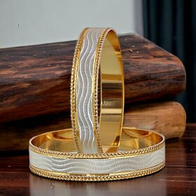 LUCKY JEWELLERY Gold Plated Designer Golden Color Traditional Ethnic 2 Pcs. Bangles Set for Women (311-J1BG-269A-2-22)
