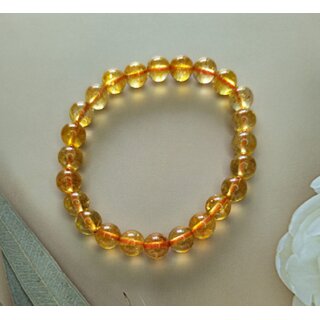 Prateek Enterprises Natural Yellow Citrine Plane Beads Bracelet