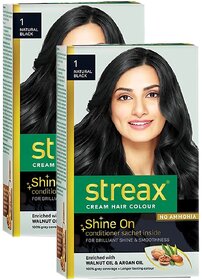 Streax Natural Black Hair Colour - Pack Of 2 (25g+25ml)