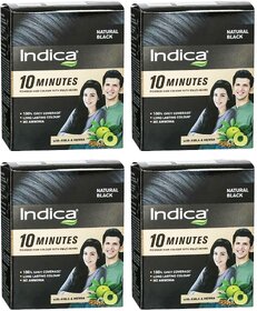 Indica Natural Black Powder Hair Colour - 40g (Pack Of 4)