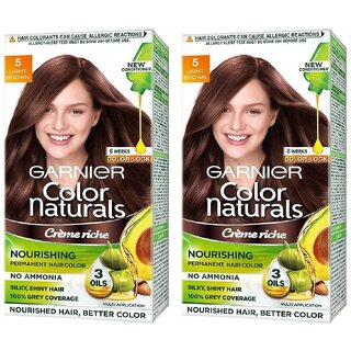 Garnier Color Naturals Cream Light Brown 5 Hair Color - 70ml+60g (Pack Of 2)