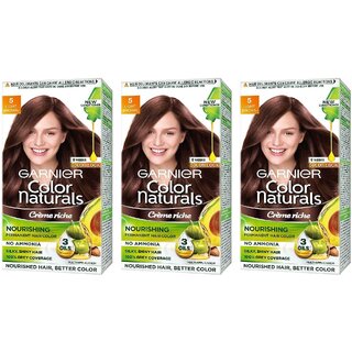 Garnier Color Naturals Cream Light Brown 5 Hair Color - 70ml+60g (Pack Of 3)