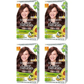 Garnier Color Naturals Cream Light Brown 5 Hair Color - 70ml+60g (Pack Of 4)