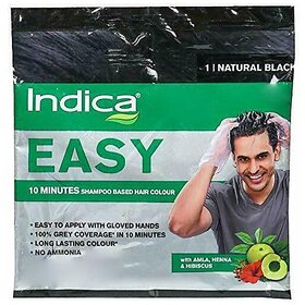 Indica Easy Natural Black Shampoo Based Hair Colour - 18ml