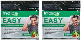 Indica Easy Natural Black Shampoo Based Hair Colour - 18ml (Pack Of 2)