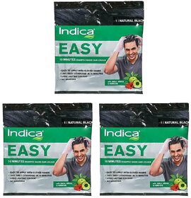 Indica Easy Natural Black Shampoo Based Hair Colour - 18ml (Pack Of 3)