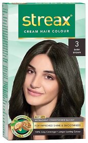Streax Dark Brown 3 Cream Hair Colour - 50g+50ml