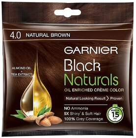 Garnier Black Naturals Cream Natural Brown 4.0 Hair Color - 20ml+20g
