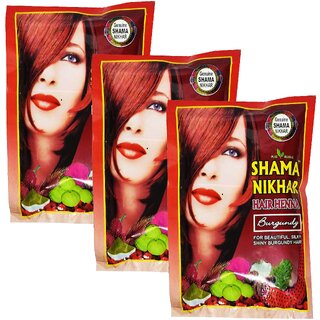 Shama Nikhar Burgundy Henna Hair Colour - Pack Of 3 (50g)