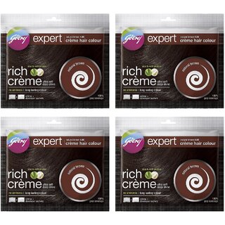 Godrej Rich Creme Natural Brown 4.0 Hair Colour - 20g+20ml (Pack Of 4)