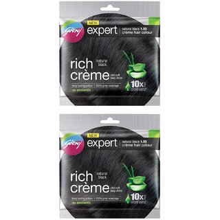 Godrej Rich Creme Natural Black 1.0 Hair Colour - 20g+20ml (Pack Of 2)