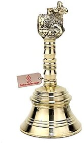 Spherulemuster Brass Ghanti Nandi Face |Ghanti for Pooja | Worship| Puja Ghanti Bell for Home Pooja (Gold 18x3x7.8 cm)