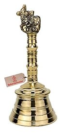 Spherulemuster Brass Ghanti Nandi Face| Ghanti for Pooja | Worship| Puja Ghanti Bell for Home Pooja (Gold 12.4x4x6.0cm)