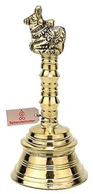 Spherulemuster Brass Ghanti Nandi Face | Ghanti for Pooja | Worship| Puja Ghanti Bell for Home Pooja (Gold11.5x5x5.50cm)
