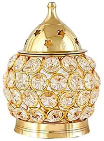 Spherulemuster Brass Crystal Matki Diya||Glass Diya||Table Lamp||Oil Lamp|| for Pooja Home Decorative