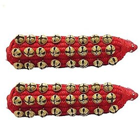 Spherulemuster Brass Ghungroo with 3 Line Cushion Pads (24+24)| Bell Ghungru 3 Line (Red)
