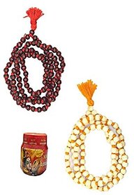 Spherulemuster Combo of Lal Chandan and Tulsi Jap Mala with Ashtagandha Chandan Tika-Set of 2 Malas| Lal Chandan Mala Tulsi Mala Ashtagandha Chandan Tika