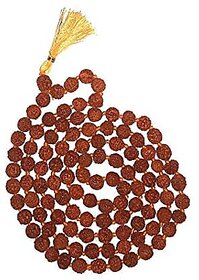 Spherulemuster Rudraksha 5 Mukhi (108+1) Beads(10 mm) with Chandan Tika