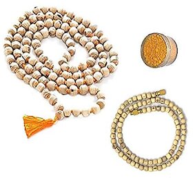 Spherulemuster Tulsi Mala Original (108+1) Beads with Original Kanthi Mala (1 Round) with Chandan Tika