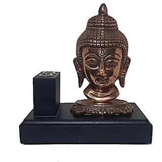 Spherulemuster Metal Antique Budha Pen Stand Monk Decorative for Home Decor (Brown 15 x 7.5 x 17cm)