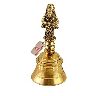 Spherulemuster Brass Hanuman Face Bell/ Ghanti for Worship Pooja (Gold)