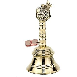 Spherulemuster Brass Ghanti Nandi Face |Ghanti for Pooja | Worship| Puja Ghanti Bell for Home Pooja (Gold 18x3x7.8 cm)