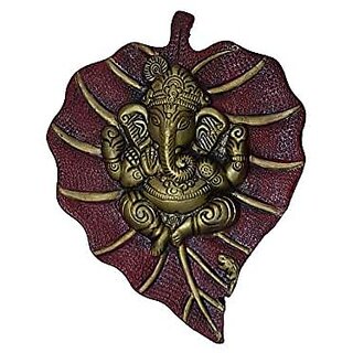 Spherulemuster Metal Pan Patta Ganesh Decorative Wall Hanging and Showpiece Figurine (Red)
