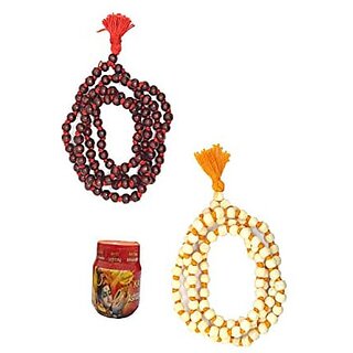 Spherulemuster Combo of Lal Chandan and Tulsi Jap Mala with Ashtagandha Chandan Tika-Set of 2 Malas| Lal Chandan Mala Tulsi Mala Ashtagandha Chandan Tika