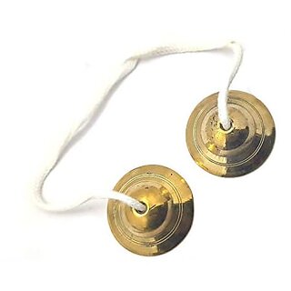 Spherulemuster Brass Handmade Bhajan Kirtan Manjeera | Manjeera Religious Musical Instruments (5.5 cm)