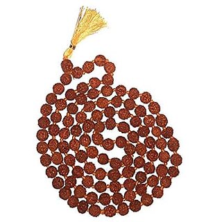 Spherulemuster Rudraksha 5 Mukhi (108+1) Beads(10 mm) with Chandan Tika