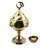 Spherulemuster Brass Akhand Jyoti Diya Om Swastic Stand with Cover Oil Lamp for Temple Home & Office Decor with Tika Katori (14cm Golden)